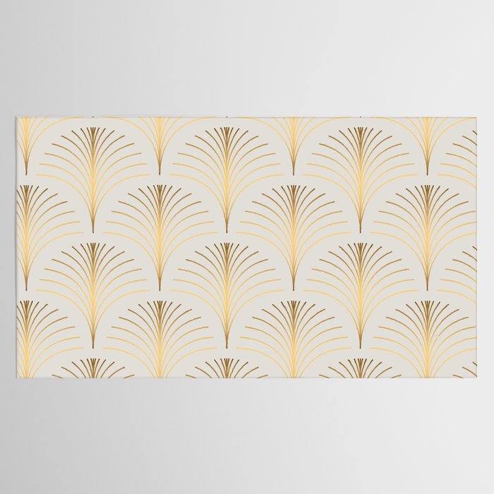 Golden Fan Leaf Art Deco Tablecloth Gallery Image 2
