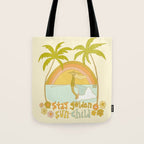 stay golden sun child lady surfer blonde / retro surf art by surfy birdy  Tote Bag Gallery Image 1