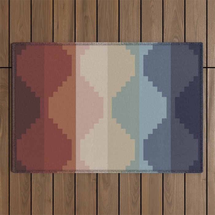 Geometric Aztec Pyramid Pattern III Outdoor Rug Gallery Image 1