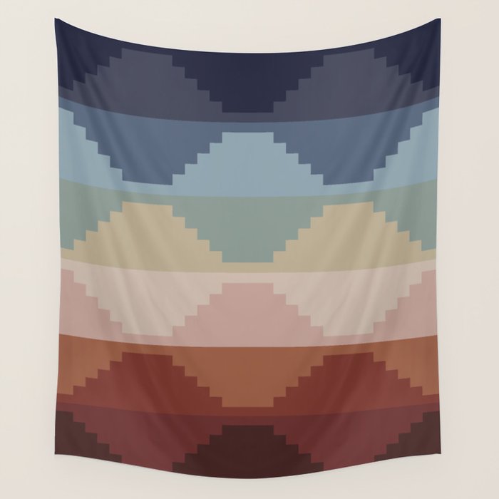 Geometric Aztec Pyramid Pattern III Wall Tapestry Gallery Image 1
