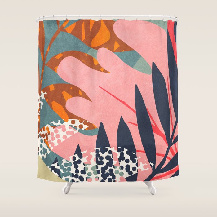 Abstract Boho Tropical Foliage 2 Shower Curtain Gallery Image 1