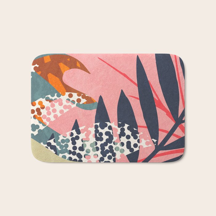 Abstract Boho Tropical Foliage 2 Bath Mat Gallery Image 1