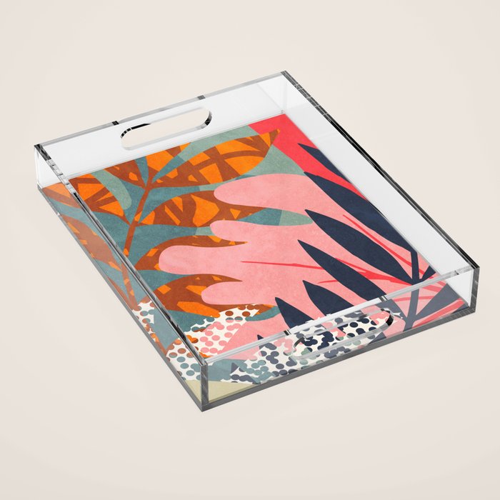 Abstract Boho Tropical Foliage 2 Acrylic Tray Gallery Image 1