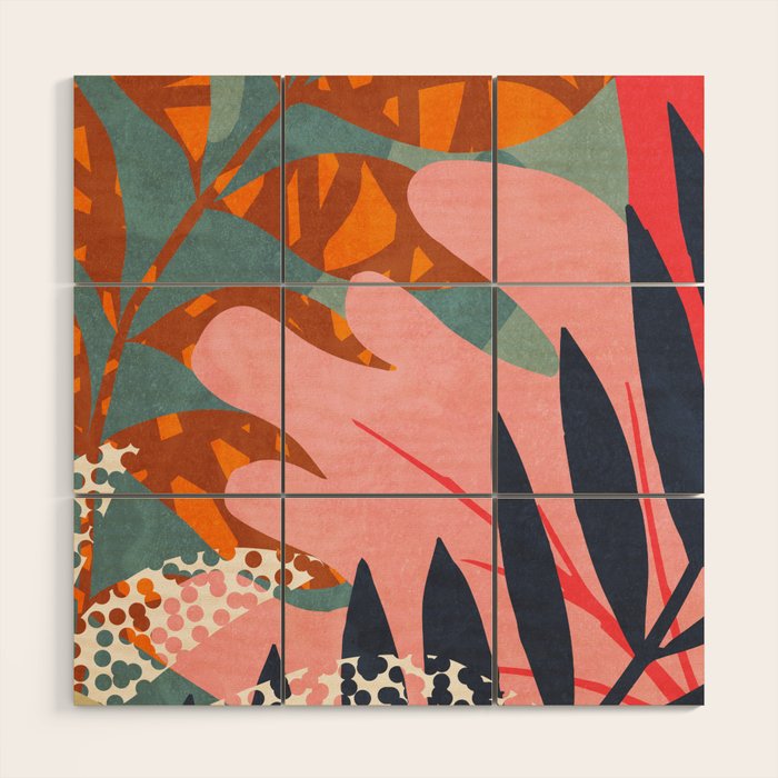 Abstract Boho Tropical Foliage 2 Wood Wall Art Gallery Image 1