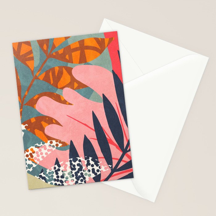 Abstract Boho Tropical Foliage 2 Stationery Card Gallery Image 2