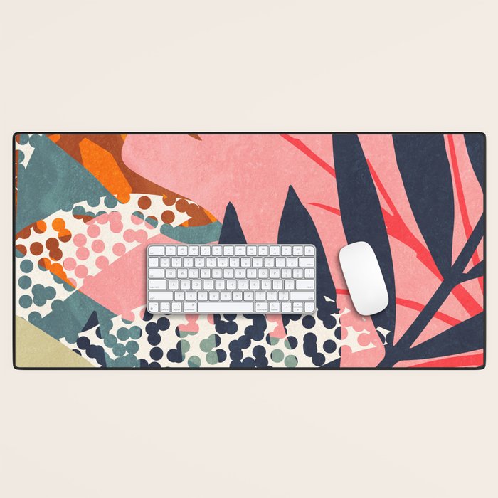 Abstract Boho Tropical Foliage 2 Desk Mat Gallery Image 1
