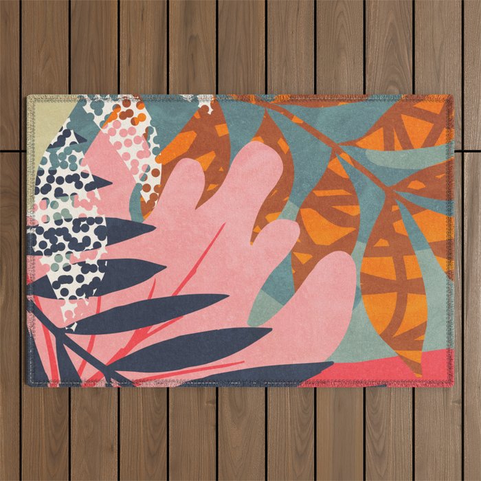 Abstract Boho Tropical Foliage 2 Outdoor Rug Gallery Image 1