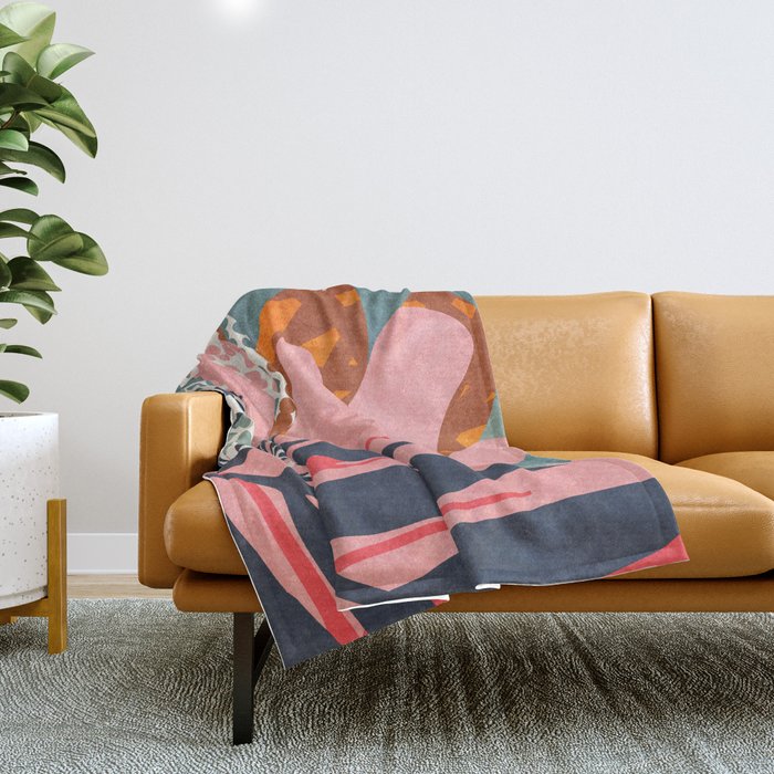 Abstract Boho Tropical Foliage 2 Throw Blanket Gallery Image 1