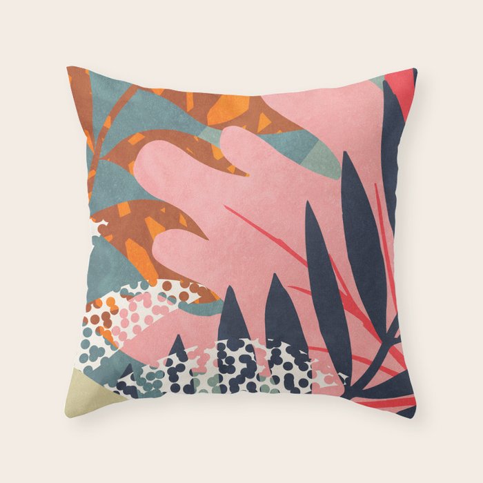 Abstract Boho Tropical Foliage 2 Throw Pillow Gallery Image 6
