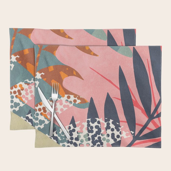 Abstract Boho Tropical Foliage 2 Placemat Gallery Image 1