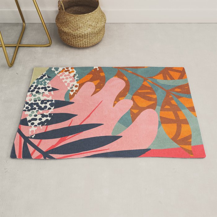 Abstract Boho Tropical Foliage 2 Rug Gallery Image 1