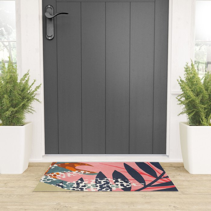 Abstract Boho Tropical Foliage 2 Welcome Mat Gallery Image 3