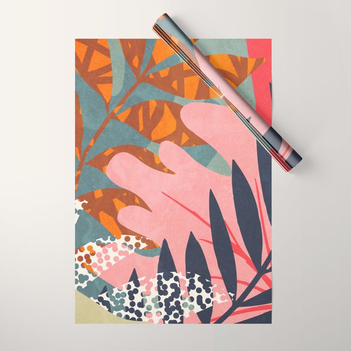 Abstract Boho Tropical Foliage 2 Wrapping Paper Gallery Image 1