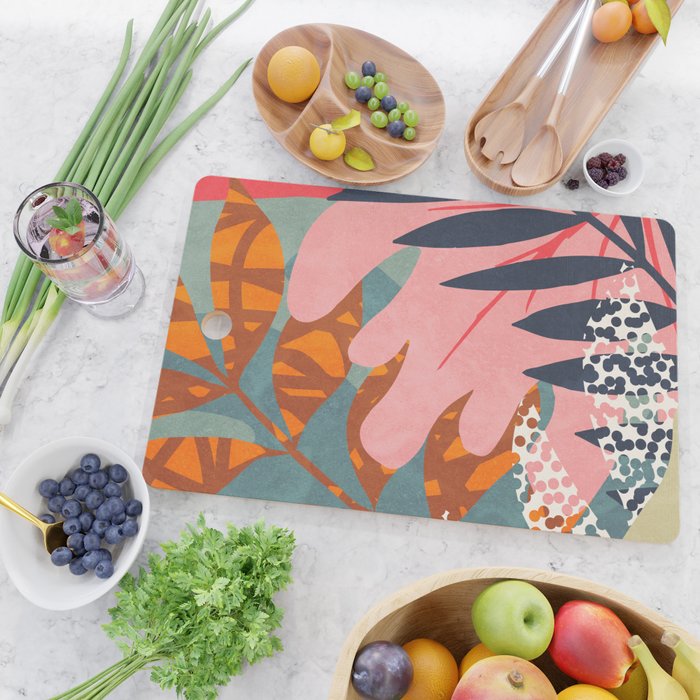 Abstract Boho Tropical Foliage 2 Cutting Board Gallery Image 2