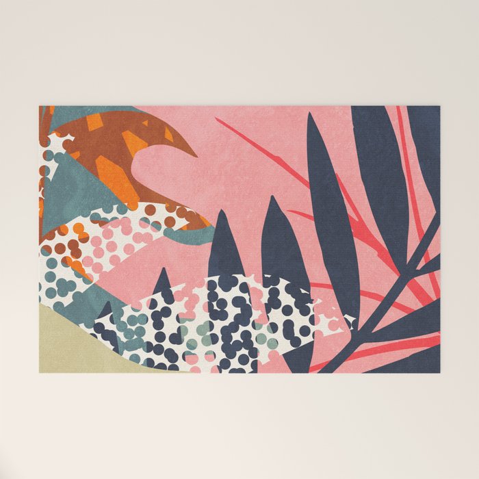 Abstract Boho Tropical Foliage 2 Welcome Mat Gallery Image 1
