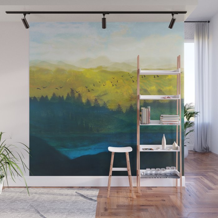 Mountain Lake Wall Mural Gallery Image 1