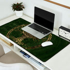 Tree of life -Yggdrasil -green and gold Desk Mat Gallery Image 2