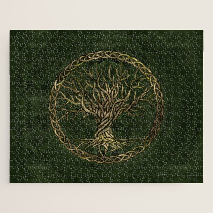 Tree of life -Yggdrasil -green and gold Jigsaw Puzzle Gallery Image 1