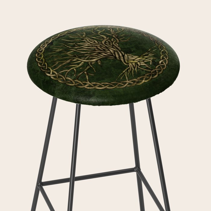 Tree of life -Yggdrasil -green and gold Stool Gallery Image 2
