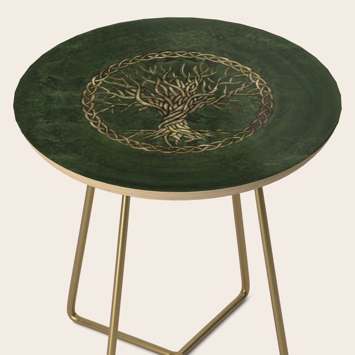 Tree of life -Yggdrasil -green and gold Side Table Gallery Image 2