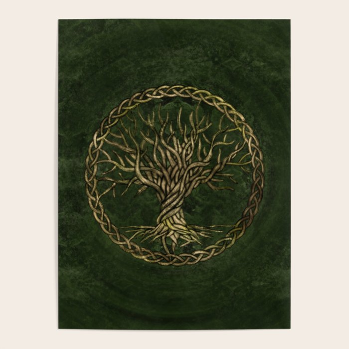 Tree of life -Yggdrasil -green and gold Poster Gallery Image 4