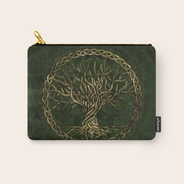 Tree of life -Yggdrasil -green and gold Carry All Pouch Gallery Image 1
