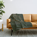 Tree of life -Yggdrasil -green and gold Throw Blanket Gallery Image 1