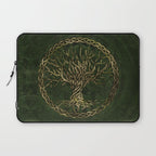 Tree of life -Yggdrasil -green and gold Laptop Sleeve Gallery Image 1