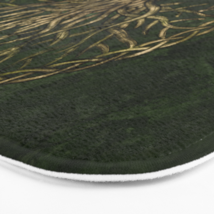 Tree of life -Yggdrasil -green and gold Bath Mat Gallery Image 3