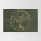 Tree of life -Yggdrasil -green and gold Rug Gallery Image 2