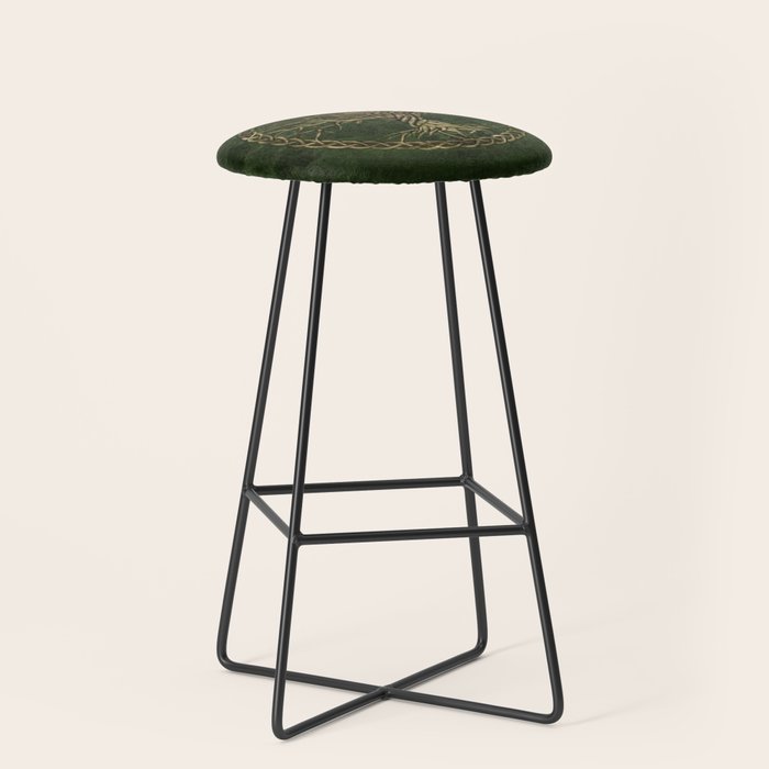 Tree of life -Yggdrasil -green and gold Stool Gallery Image 1
