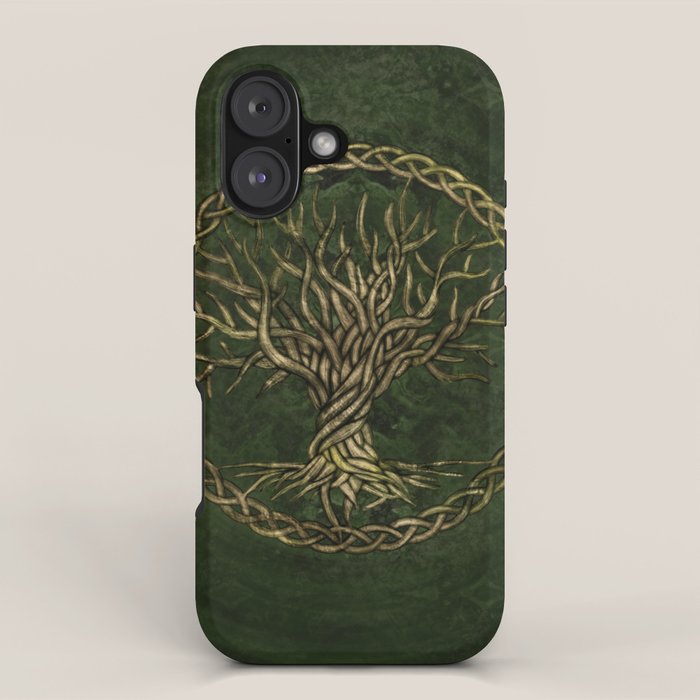 Tree of life -Yggdrasil -green and gold iPhone Case Gallery Image 1