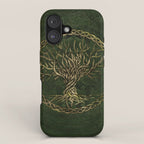 Tree of life -Yggdrasil -green and gold iPhone Case Gallery Image 1