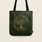 Tree of life -Yggdrasil -green and gold Tote Bag Gallery Image 1
