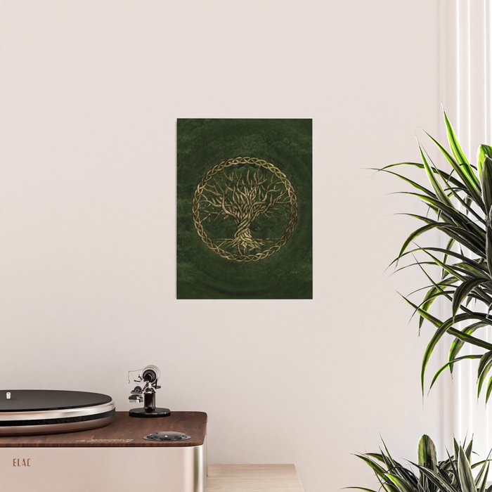 Tree of life -Yggdrasil -green and gold Poster Gallery Image 2