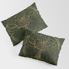 Tree of life -Yggdrasil -green and gold Pillow Sham Gallery Image 3