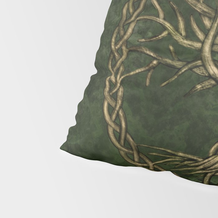 Tree of life -Yggdrasil -green and gold Pillow Sham Gallery Image 4