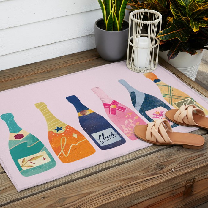 Champagne Bottles - Pink Ver. Outdoor Rug Gallery Image 2