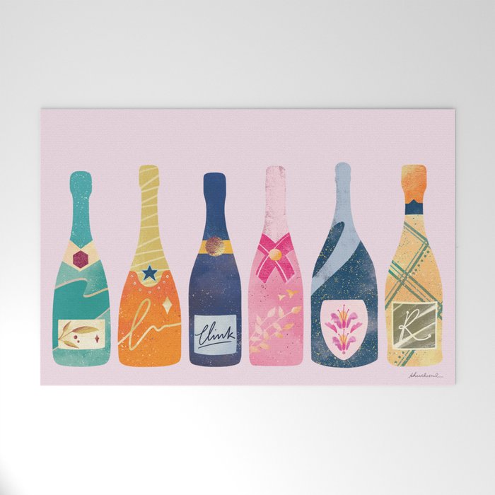 Champagne Bottles - Pink Ver. Welcome Mat
