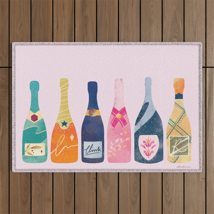 Champagne Bottles - Pink Ver. Outdoor Rug