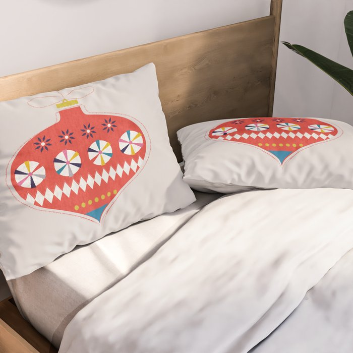 Festive red retro bauble Pillow Sham Gallery Image 2