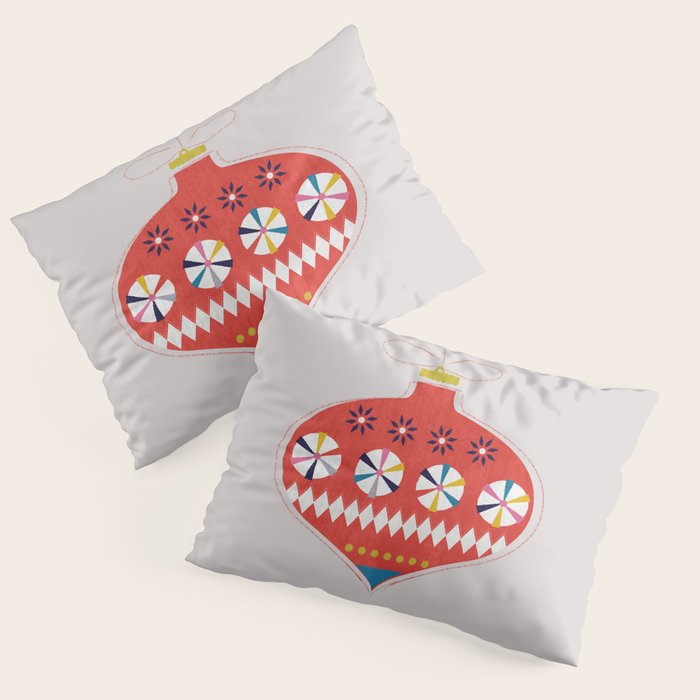 Festive red retro bauble Pillow Sham Gallery Image 1