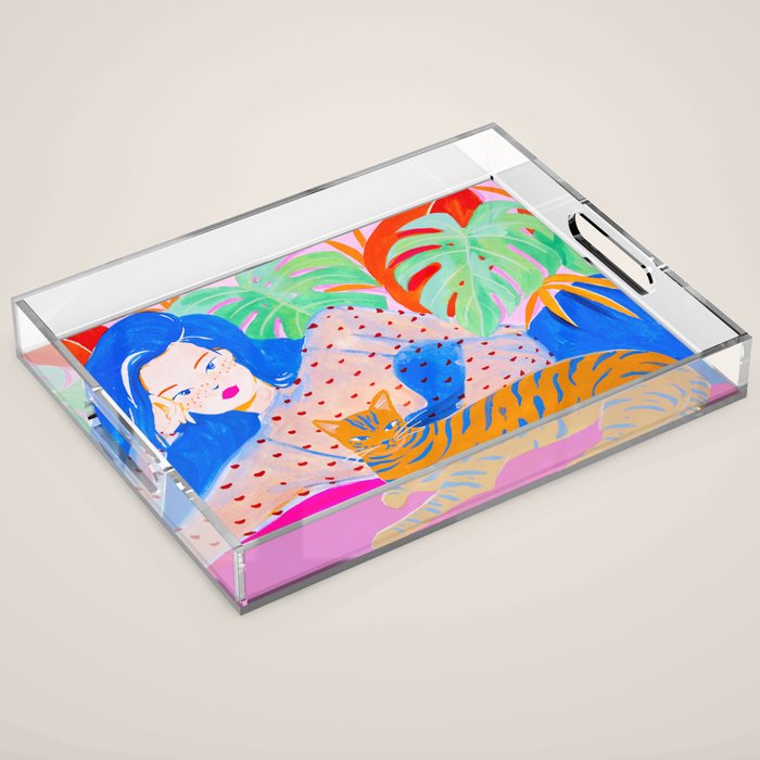 Relaxing with Cat Acrylic Tray Gallery Image 1