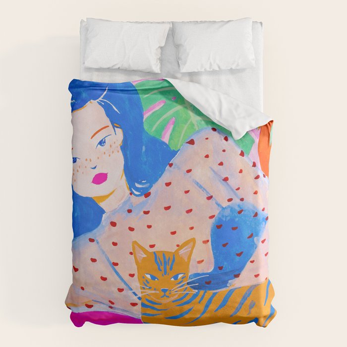 Relaxing with Cat Duvet Cover Gallery Image 1