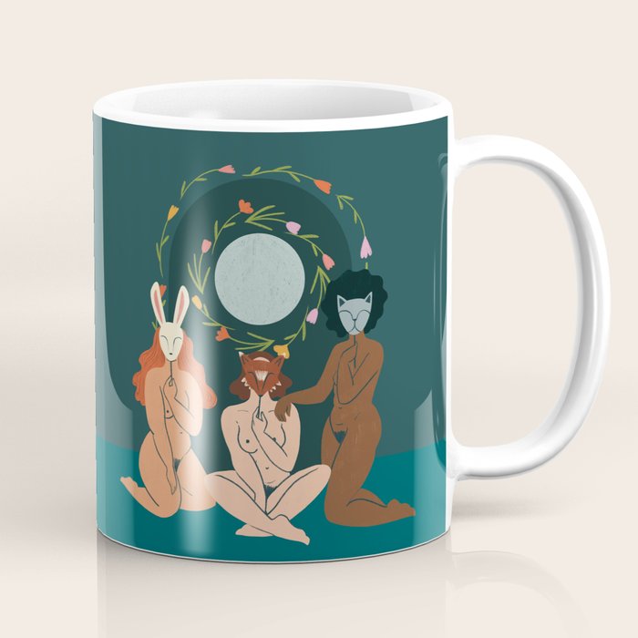 Spring Ritual // Women with animal masks Coffee Mug Gallery Image 1