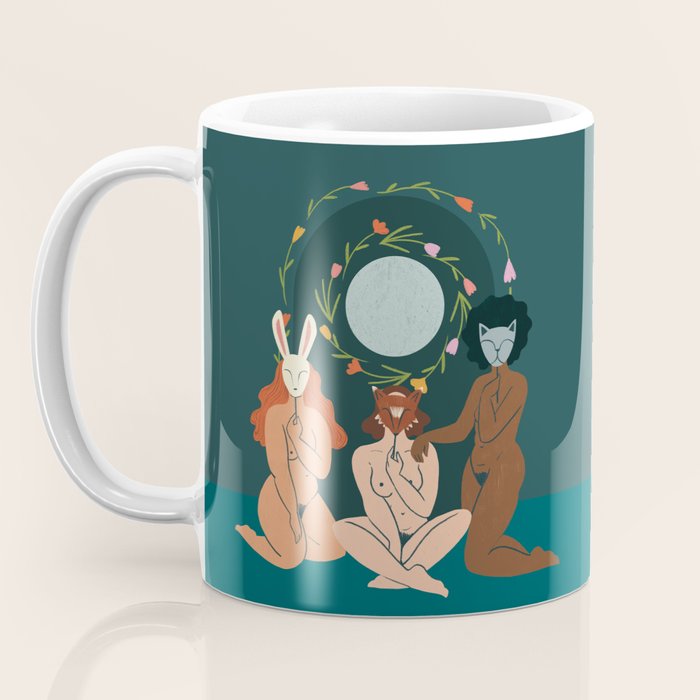 Spring Ritual // Women with animal masks Coffee Mug Gallery Image 3