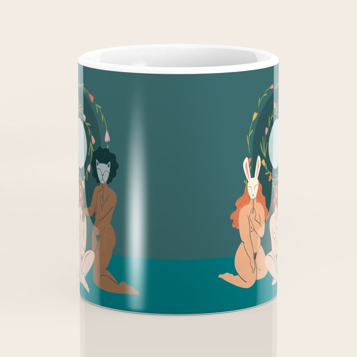 Spring Ritual // Women with animal masks Coffee Mug Gallery Image 4