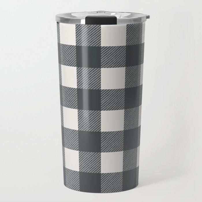 Gingham Cloth / Charcoal Checks Travel Mug Gallery Image 1