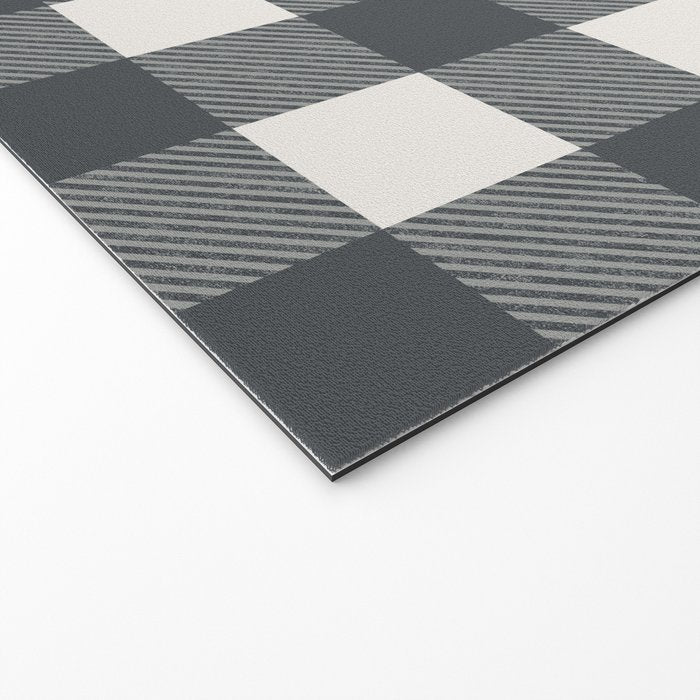 Gingham Cloth / Charcoal Checks Welcome Mat Gallery Image 2