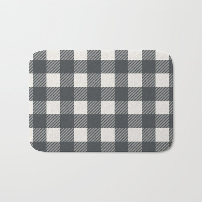 Gingham Cloth / Charcoal Checks Bath Mat Gallery Image 1